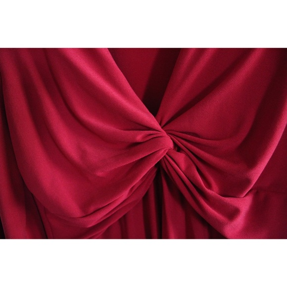 London Times Red Feminine Fit Long Sleeve Dress 12 Preowned - Picture 4 of 7